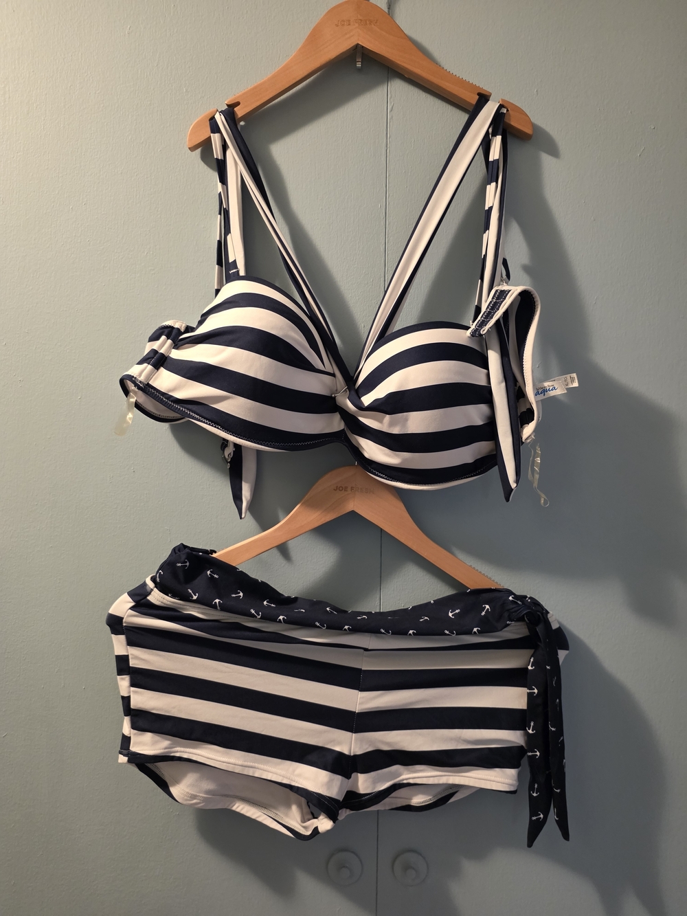 La Vie En Rose Aqua White & Blue Swim Top